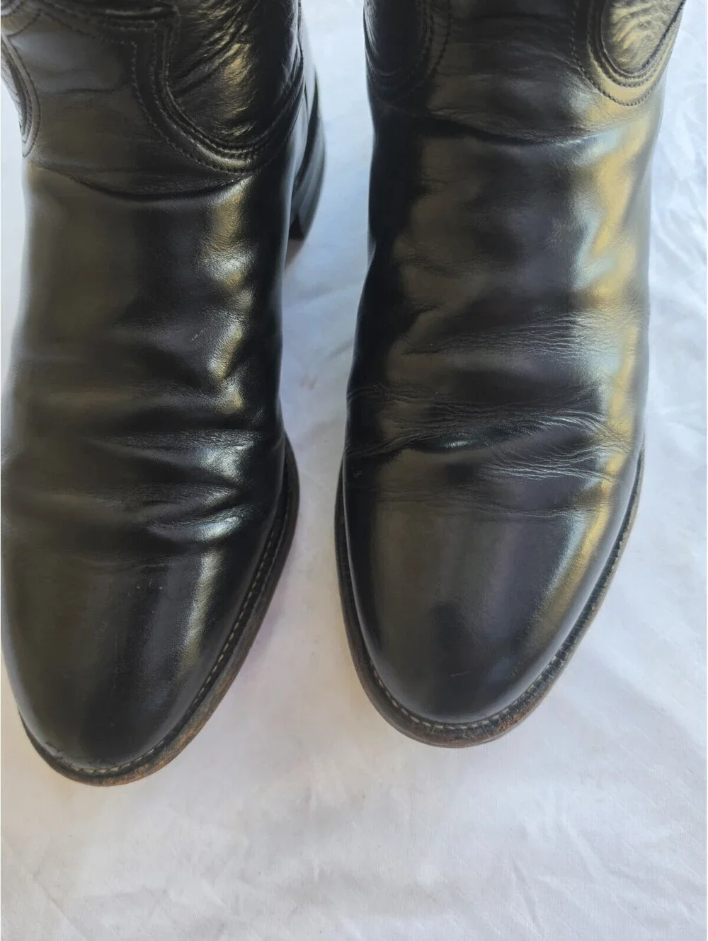 Vintage Justin Roper Boots Mens 10.5 D Black Leather Cowboy Western USA 3133